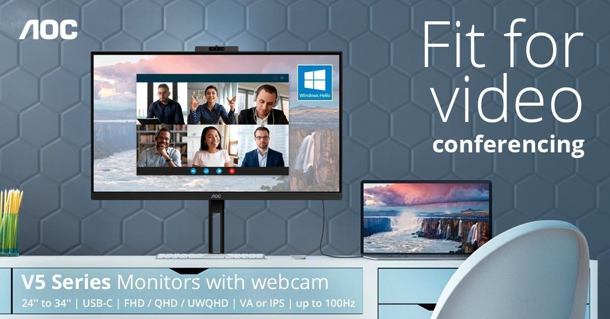 Η AOC παρουσιάζει 3 νέες οθόνες με webcam και USB-C ιδανικές για τηλεδιασκέψεις