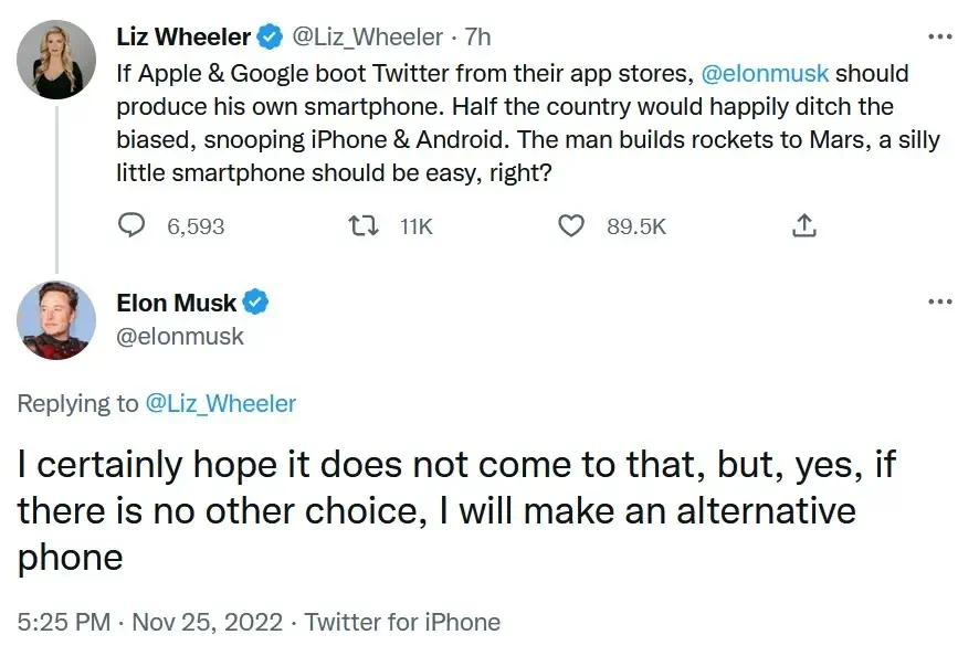 tweet musk phone