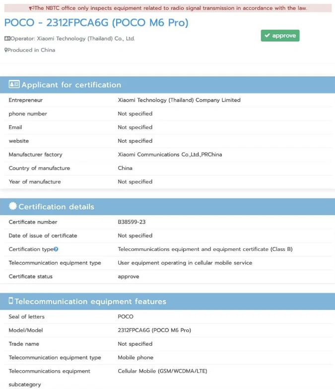 POCO M6 Pro 4g specs