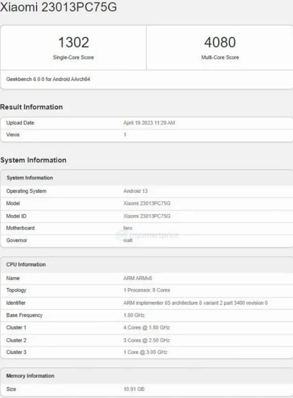 Poco F5 Pro geekbench