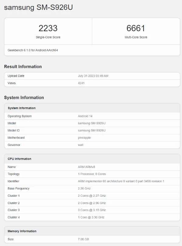 galaxy s24plus benchmark