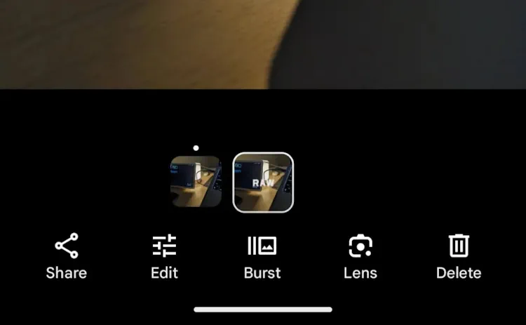 google photos raw option