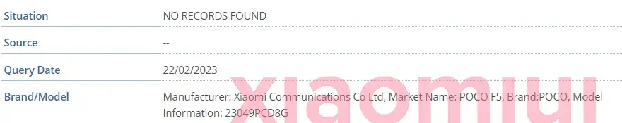 poco f5 imei listing