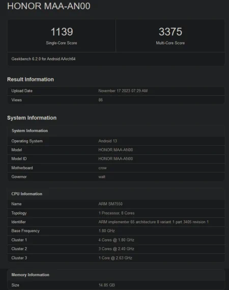 snapdragon7 gen3 geekbench