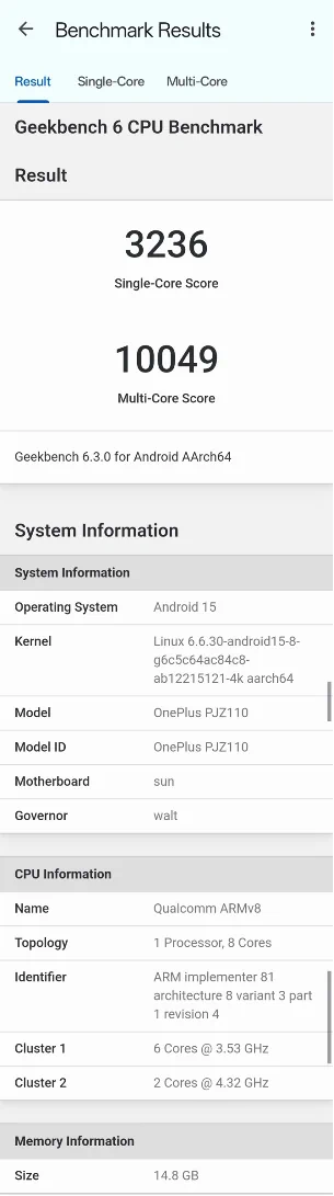 Oneplus 13 geekbench leaks