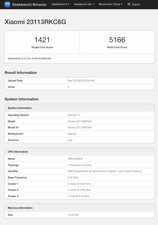 POCO F6 Pro geekbench 1
