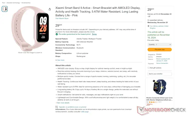 Xiaomi Smart Band 9 Active amazon