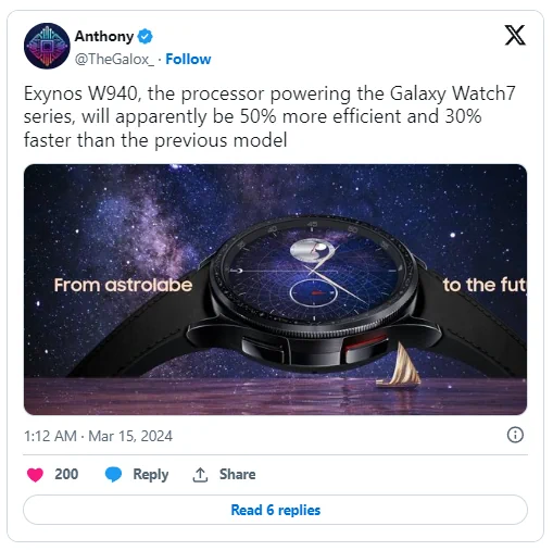 galaxy watch7 chip on x leaks