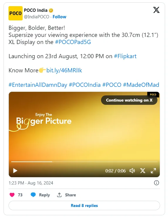 poco pad 5g on x