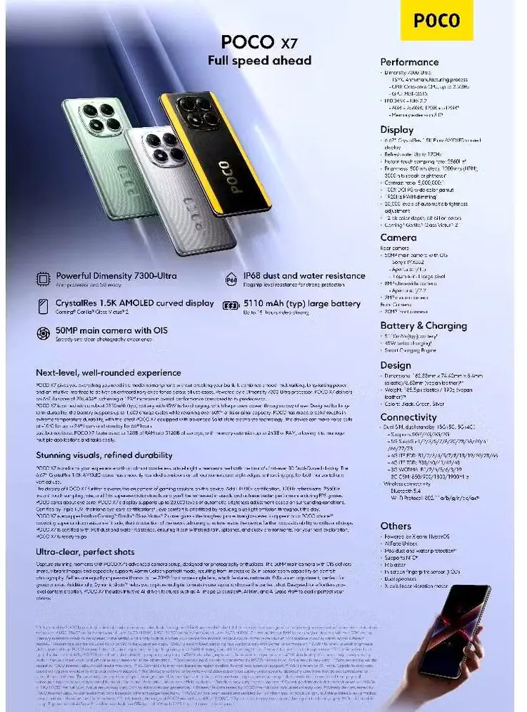 poco x7 specs sheet