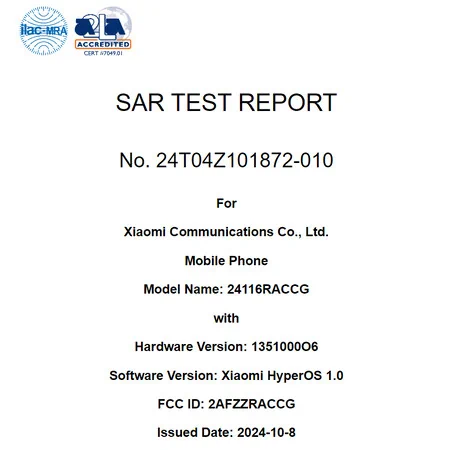 redmi note 14 pro sar report