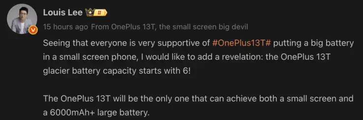 Oneplus 13t battery lee