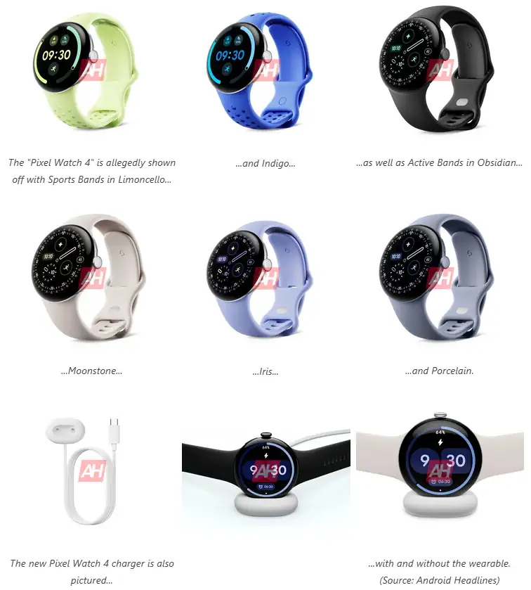 Pixel Watch 4 leaks ah colors