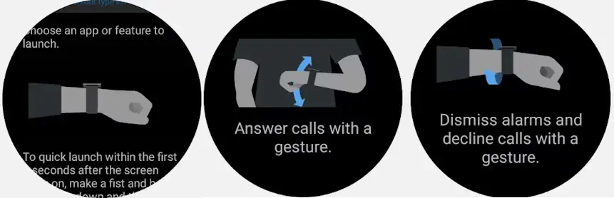 Samsung smartwatch gestures
