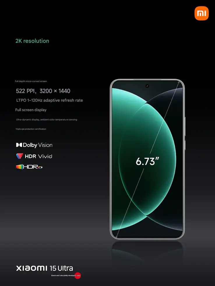 Xiaomi 15 Ultra screen specs