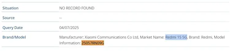 redmi 15 5g certific