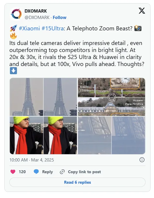 xiaomi 15 ultra dxomark xpost