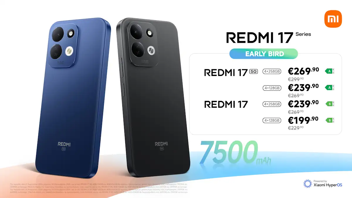 Η Xiaomi φέρνει τη σειρά smartphones REDMI 17: Μπαταρία 7.500mAh, καθηλωτική οθόνη και ανθεκτικότητα για κάθε μέρα