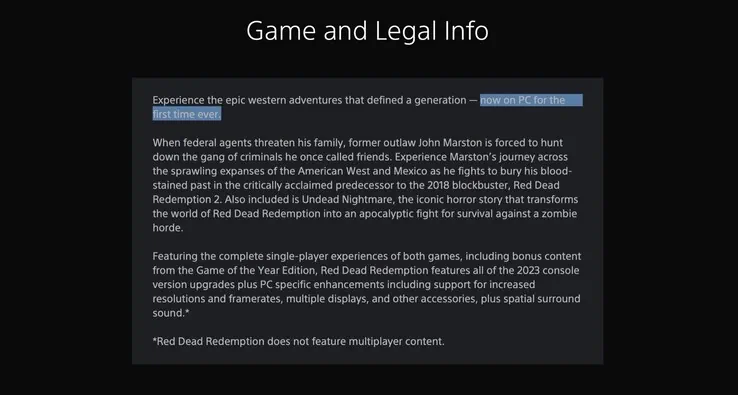 Red Dead Redemption pc leaks