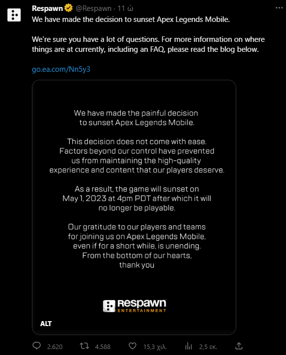 respawn tweet apex mob