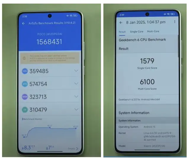 poco x7 pro geekbench antutu scores